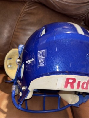 ebay blue football helmet Dennis Smith Autographed Broncos Metallic Mini "ROF '01" JSA COA Latitude Sports Marketing scale display helmet is perfect for all football fans and great for autographs Riddell Speed Large Football Helmet