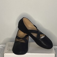 Girls Black Glitter Ballet Flats with Straps, Round Toe, Slip On, Size 2