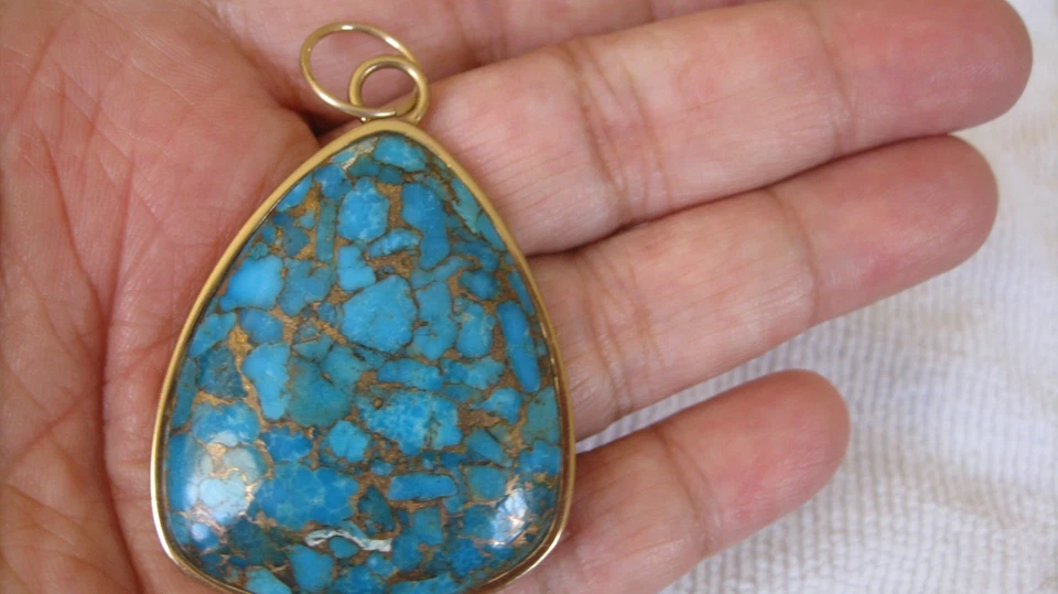 Colgante grande de piedra genuina de bronce BARSE Foto 2 de 4