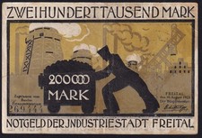 Germany Freital 200000 Mark 1923 Vintage Emergency Paper Money Banknote VF
