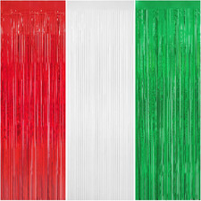 3 Pack Christmas Tinsel Foil Fringe Curtain 8x9.84 Ft Backdrop Curtain Red Wh...