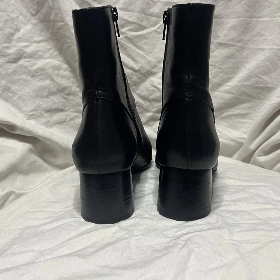 Bota De Colección Años 90 Y2K Nine West Cuero Gruesa Puntera Cuadrada Tacón Bloque Cabrichosa Gótica Foto 3 de 4