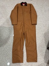 WearGuard Men s LG Insulated Coveralls, Worn Twice Tan with Red Quilted Lining