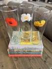 Three (3) Vintage Anchor Hocking Poppy Floral Highball Tumblers