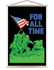 For All Time Iwo Jima Blacklight Poster 23" x 35" w/ Natural Wood Poster Holder