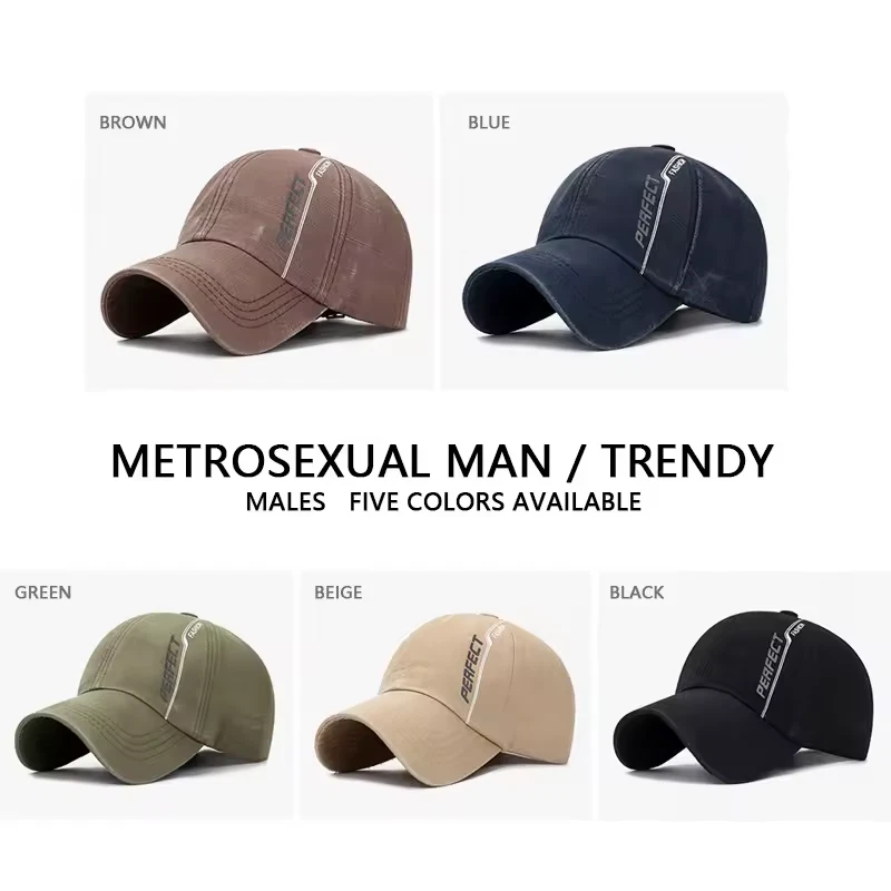 Men’s Distressed Washed Cotton Baseball Cap Letter Print Adjustable Trucker Hat - Image 3 of 4