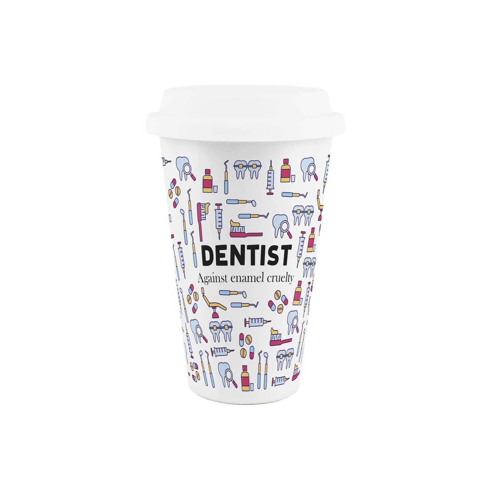Dentist Ceramic Travel Mug - Novelty Medical Reusable Insulated Drinks Cup Gift