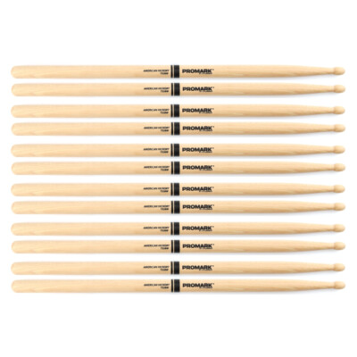 6 Pairs ProMark 2B Wood Oval Tip Short Taper Hickory Drumsticks / TX2BW