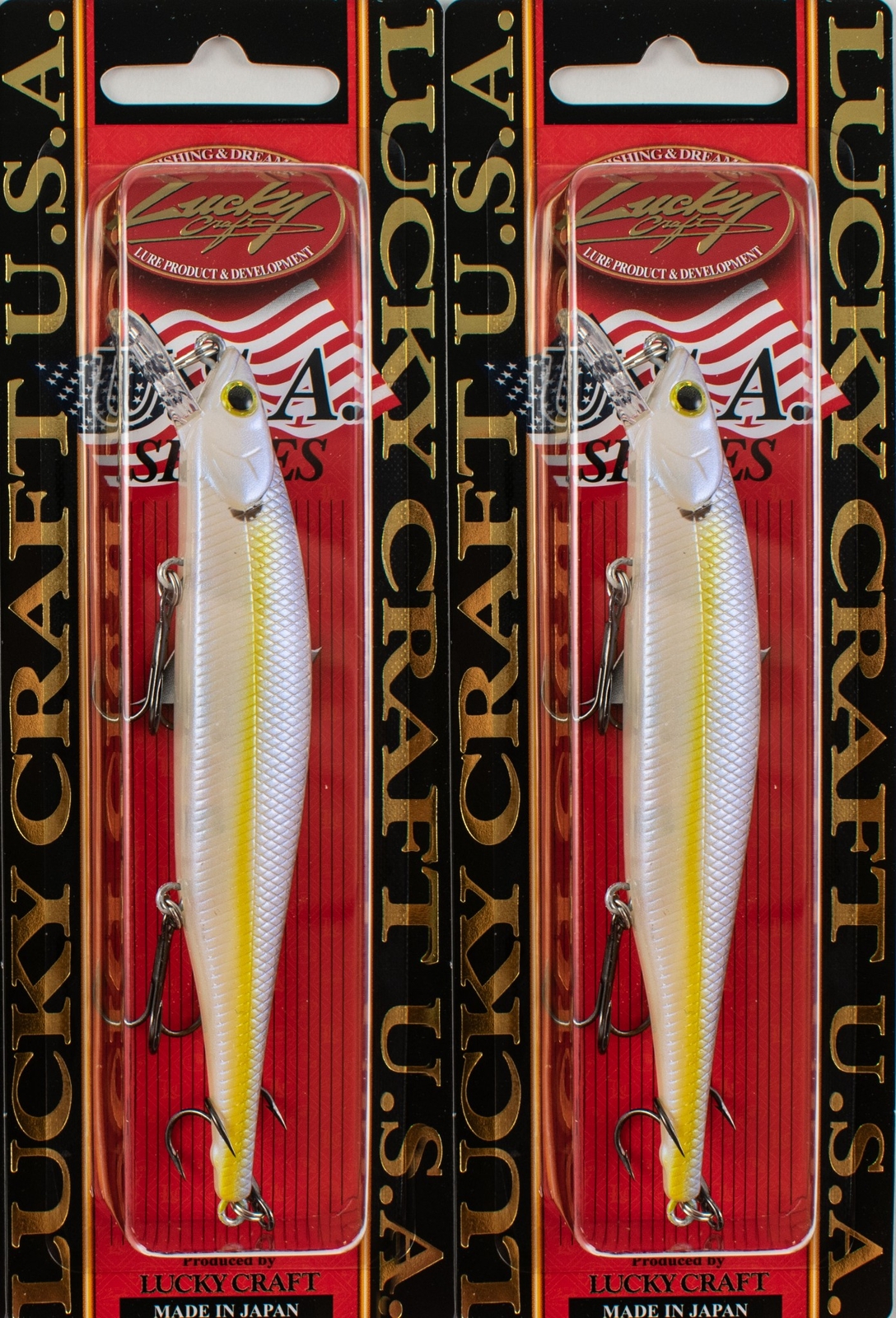 (LOT OF 2) LUCKY CRAFT LIGHTNING POINTER 110SP 1/2OZ CHARTREUSE SHAD I8144