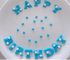 Edible Sugar Icing HAPPY BIRTHDAY  Letters Star Polka Dots Flower Cake Toppers