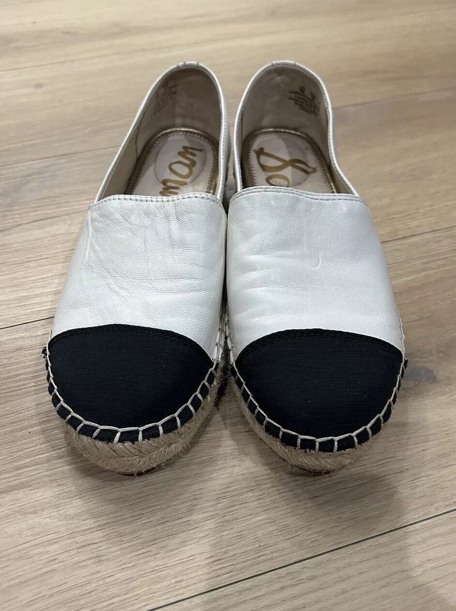 Sam Edelman Black White Color Block Leather Krissy Espadrilles