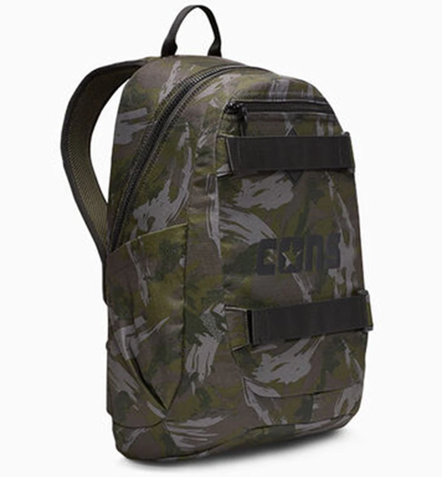 Mochila utilitária camuflada CONVERSE laptop manga garrafa alças de skate bolsos - Imagem 3 de 4