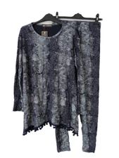 QED London Snake Print Loungeset Blue Size S/M DH100 BB 09