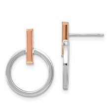 14K Two-tone Gold and Rose Gold- Polished Dangle Earrings 1.13g for Mom
