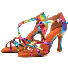 Rainbow Latin Dance Shoes for Women Party Ballroom Tango JazzSalsa Dance Sandals