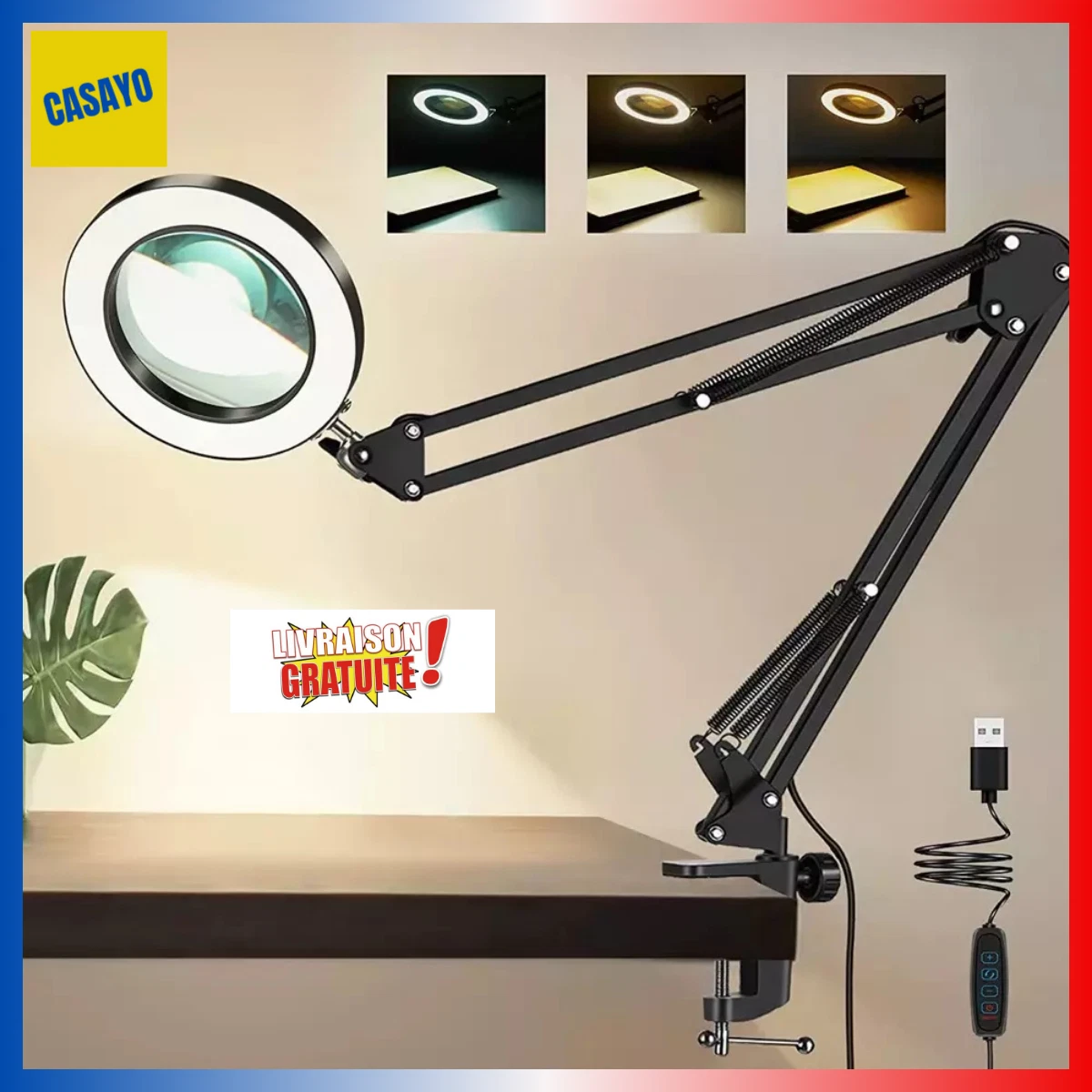 Loupe Lumineuse LED 5X/11X Pliable Avec Support - Idéale Pour Le Bricolage, La Lecture Et Les Travaux De Précision