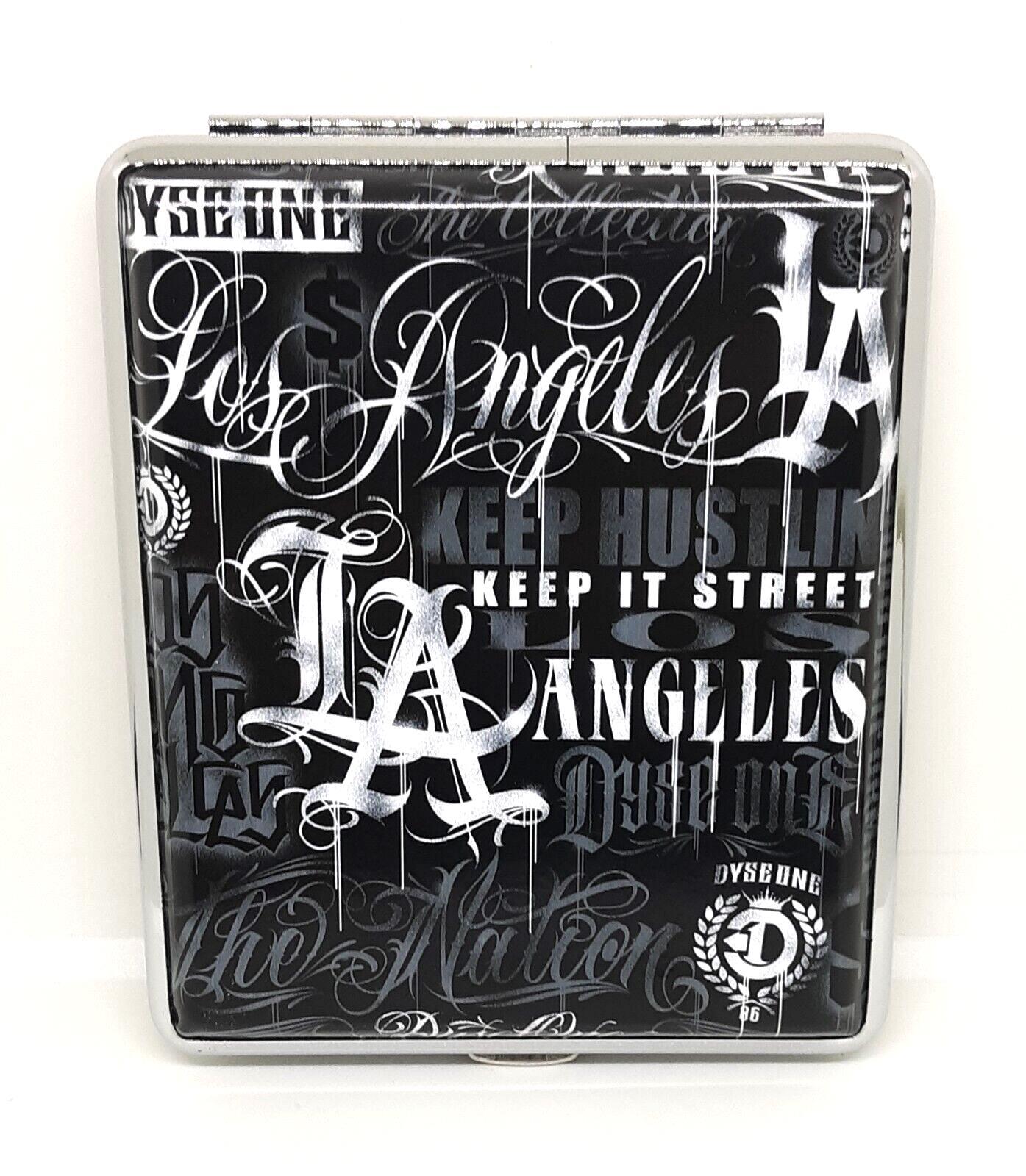 DyseOne Graffiti Art Los Angeles  Silver Framed PU Leather 100s Cigarette Case