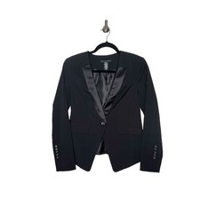 Apostrophe Satin Lapel Single Button Blazer in Black Size 2