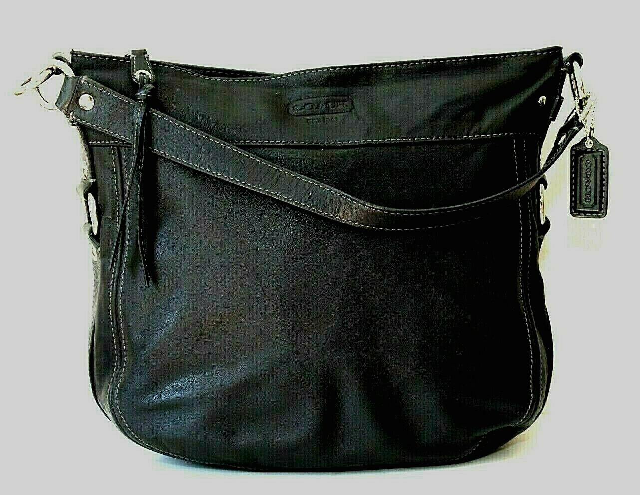 Coach Black Leather Convertible Zoe Hobo Handbag 147… Gem