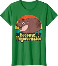 Become Ungovernable Funny Baby Hippo Moo Deng Funny Ladies' Crewneck T-Shirt