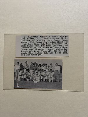 Raritan Arsenal NFFE Local 192 New Jersey Perth Amboy 1952 Baseball ...