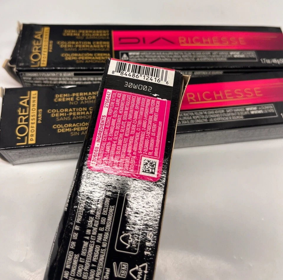Lote de 3 - L'Oreal Dia Richesse 8.3/8G Color semipermanente, cajas dañadas Foto 2 de 3