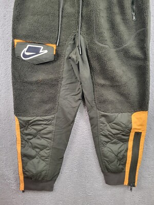 Nike Sportswear Sherpa Quilted Gree Orange Jogger Pants Army Nike Sportswear Sherpa Quilted Gree Orange Jogger Pants Army