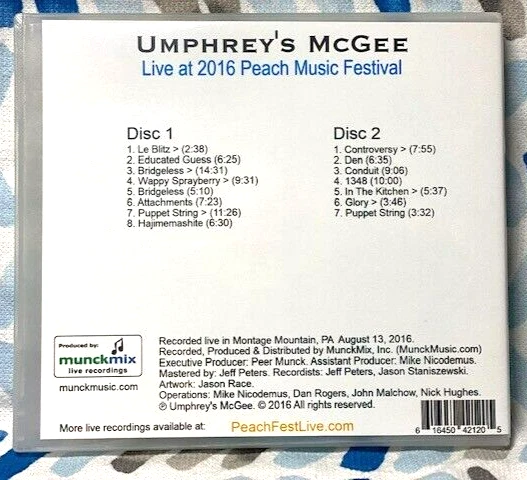 UMPHREY'S MCGEE The Peach Music Festival 8-13-16 2CD *NEW* Foto 2 de 2