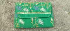 Old vintage kantha leather clutch handmade boho style casual clutch fine kantha