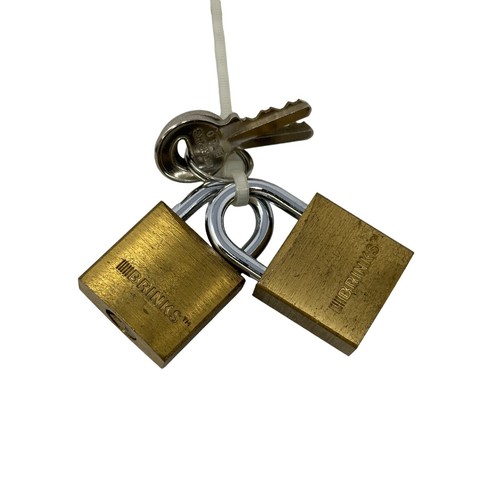 LOT of 2 Brinks 40mm Solid Brass Padlocks with Keys - Heavy Duty Security Locks