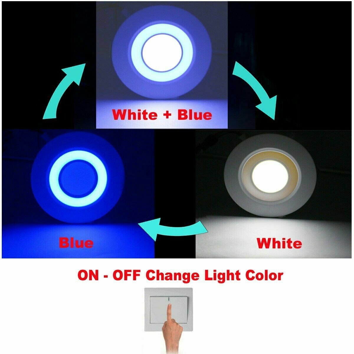 Dual Color White & RGB LED Recessed Ceiling Panel Lights – Remote Control, Dimmable