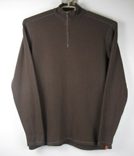 Agave Men's Size Medium Brown Cotton Thermal Long Sleeve Quarter Zip Pullover