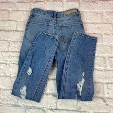 Cello Jeans Womens Distressed Size 1 High Rise Straight Leg Light Wash Stretch