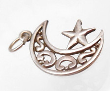 Moon & Star Pendant 925 Sterling Silver .75