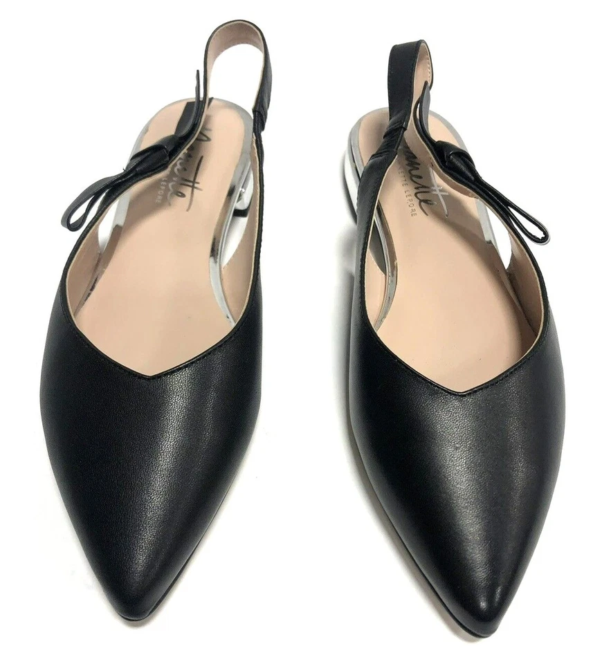 Nanette Lepore Addy zapatos planos de cuero negro para mujer talla 7,5 M NL1805704 Foto 4 de 4