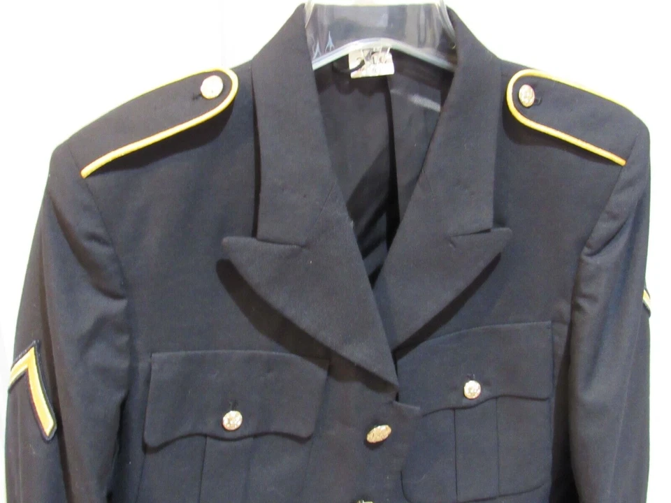 US Army men's Dress Blue Uniform Jacket Coat sz 38 LC Derossi & Son PV2 Enlisted - Image 3 of 4
