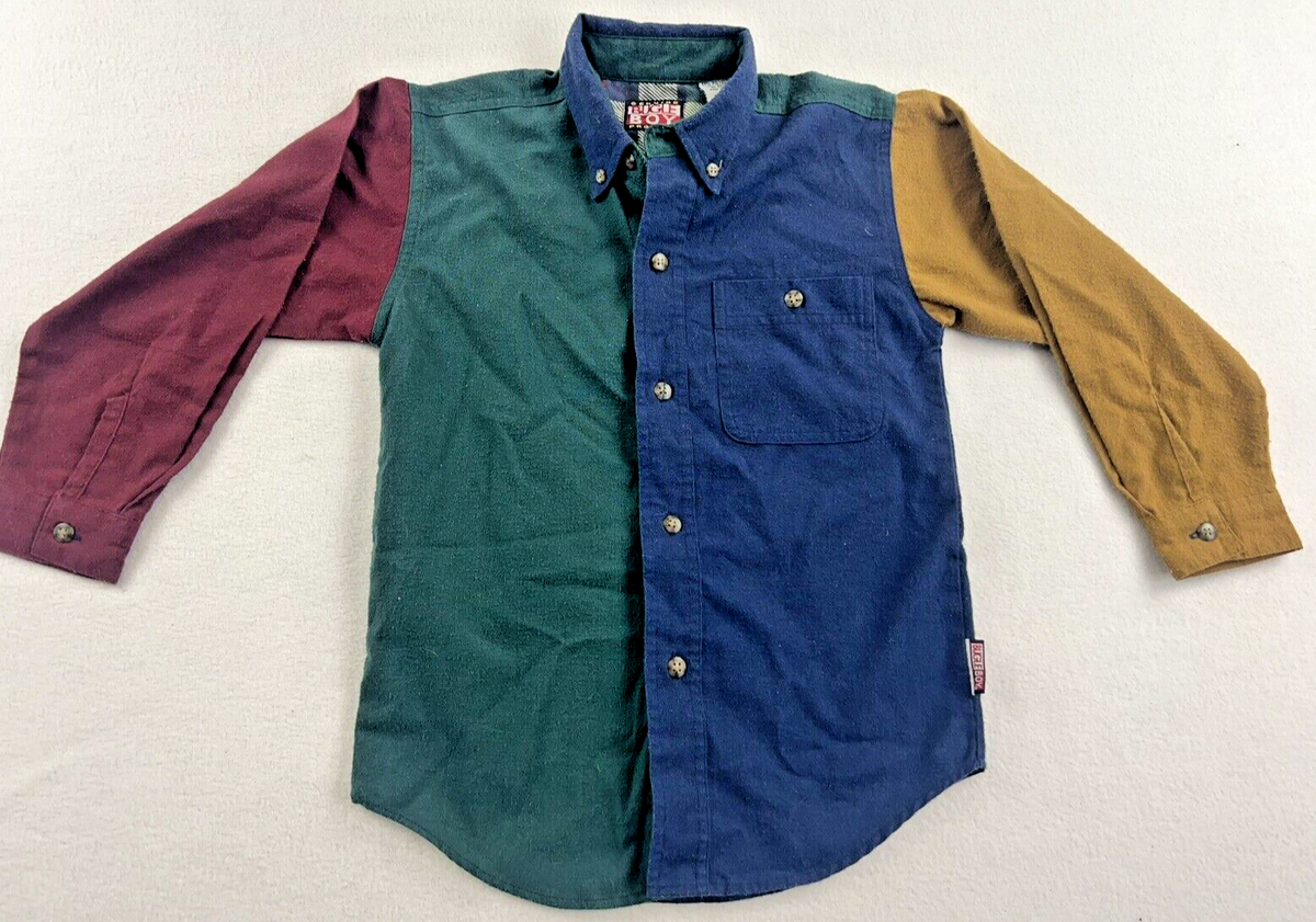 Vintage 90's Bugle Boy Color Block Button Up Shirt boys 5/6