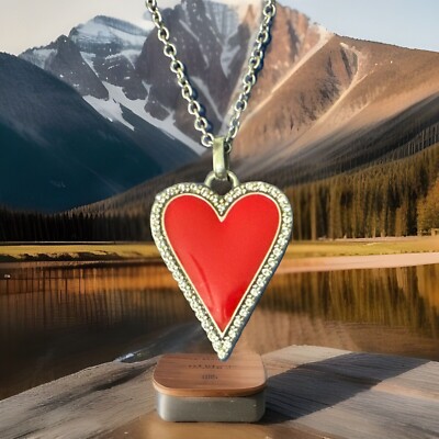 Brighton DAZZLING HEART Promo Necklace Red NWT List $58