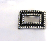 VTG Black Crystal AND RHINESTONE Art Deco Shoe Clips Signed MUSI ONLY ONE