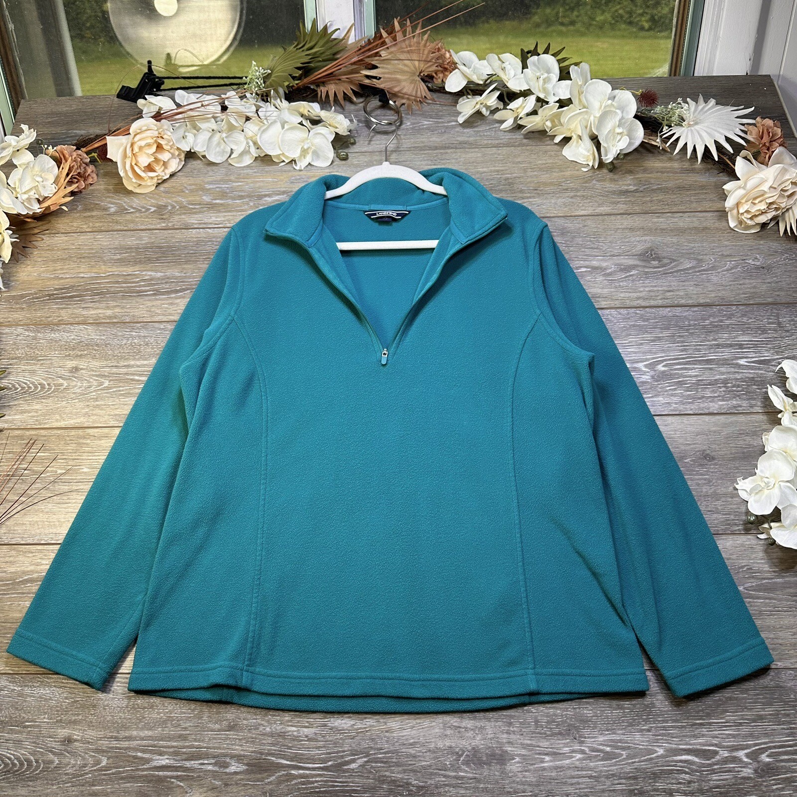 Lands' End Women's Fleece Quarter Zip Pullover Top Size Large (1416