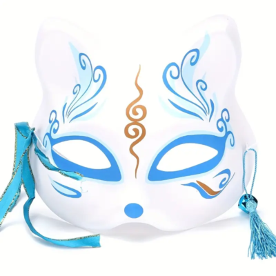 いなり狐 Blue Fox Inari Kitsune Japanese DECORATIVE MASK Festival Anime