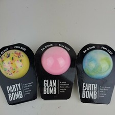 3 Da Bomb Bath Fizzers Fun Size Party, Glam and Earth Bath Bombs.