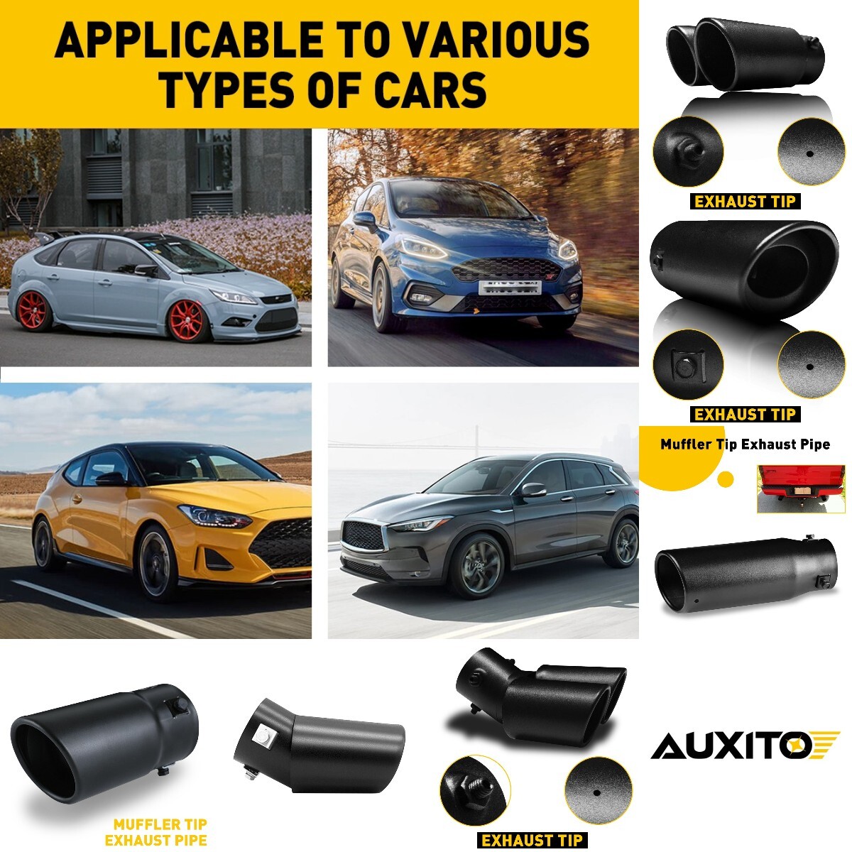 Stainless Steel 304 Car Exhaust Tip Muffler Pipe Coating