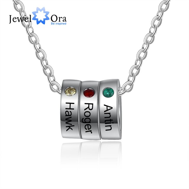 Names Birthstone Engraving Mom Pendant 