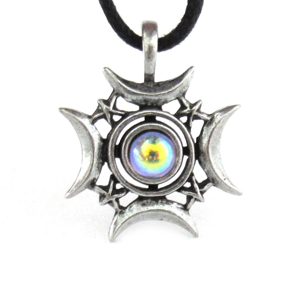 NEW Crescents Rising Amulet 1.25" Pewter Moon Pendant Silver Color Moon US Made!