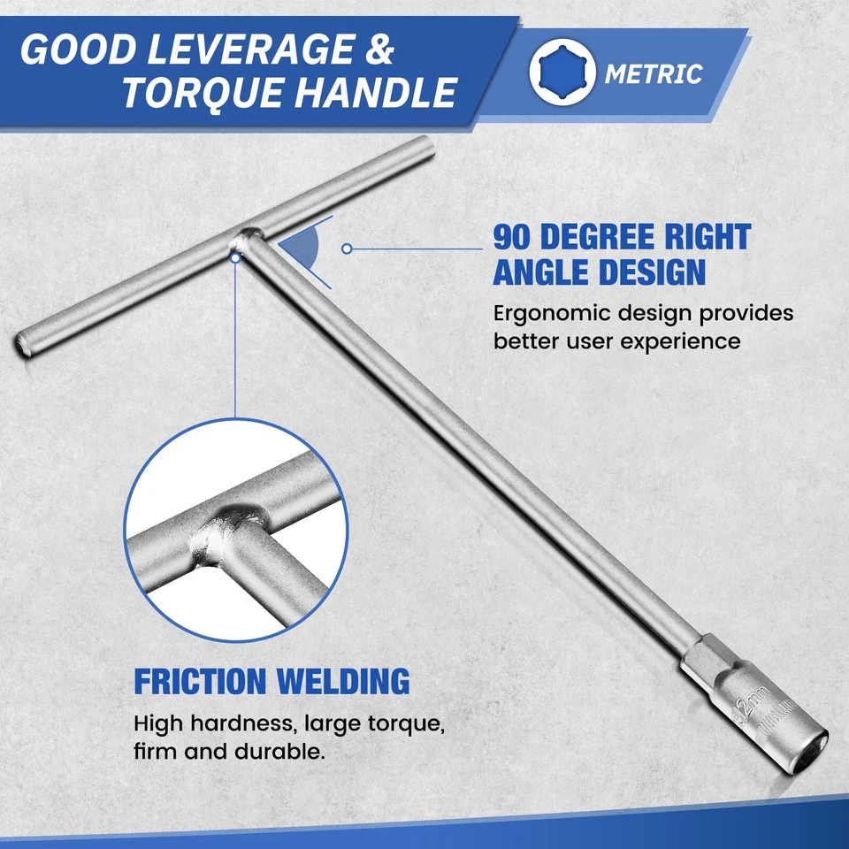 T - Handle Socket Set, Metric T Handle Wrench Set,10 Pieces(7mm-19mm）,crv,6point - Image 4 of 4