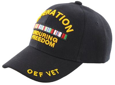 Operation Enduring Freedom Veteran Ribbon Baseball Cap - Adjustable Cotton Poly Blend Hat - View #10