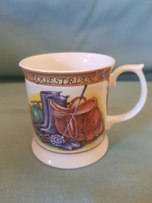 Queen's Fine Bone China Short Equestrian Design Shaped Mug GC