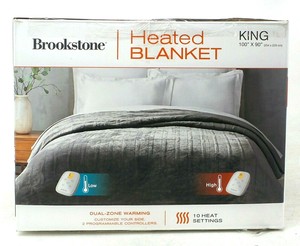 Brookstone King Size Programable Heated Blanket With 10 Settings, Gray