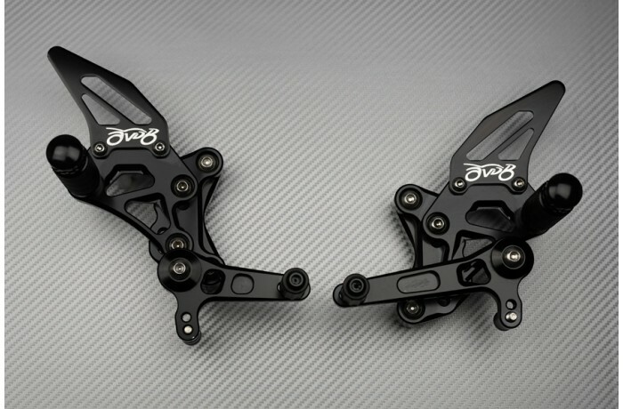Commandes reculées AVDB bleu réglables pour corriger la position sur Ducati 848 - 2